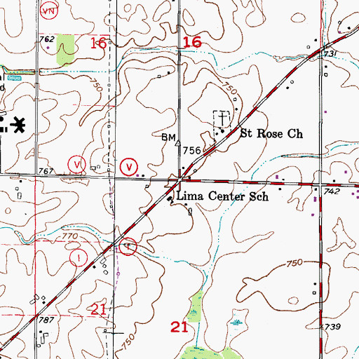 Topographic Map of Kennedys Corners (historical), WI