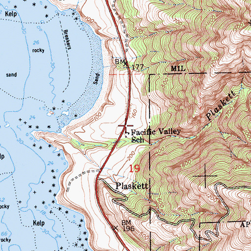 Topographic Map of Plaskett Creek Campground, CA