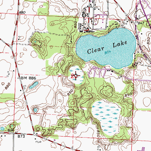 Topographic Map of Duck Lake, WI