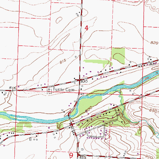 Topographic Map of Turtleville, WI