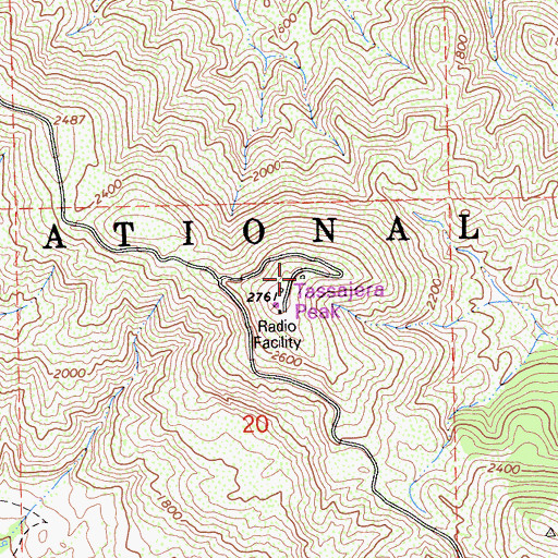 Topographic Map of Tassajera Peak, CA