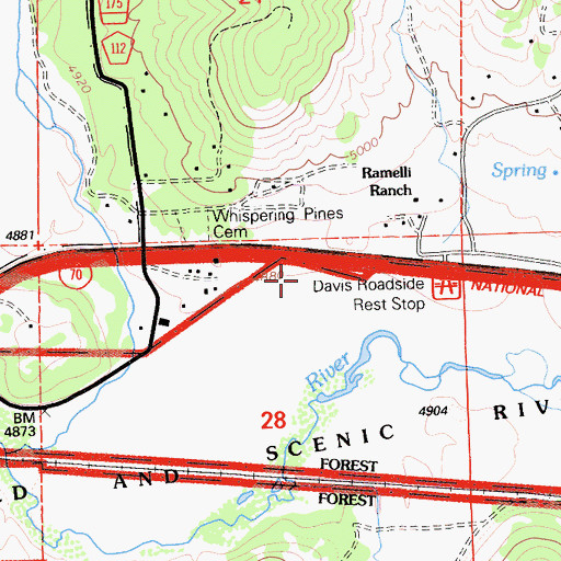 Topographic Map of Davis Roadside Rest, CA
