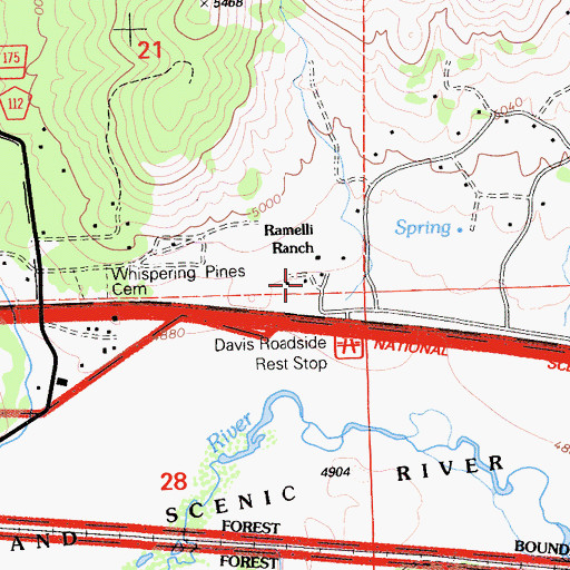 Topographic Map of Ramelli Ranch, CA