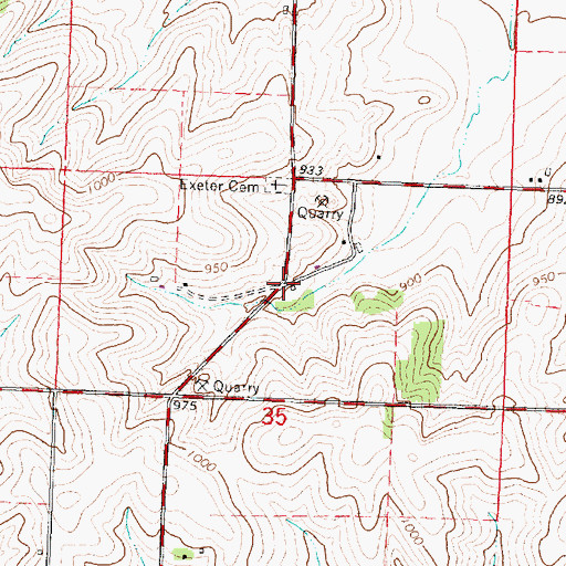 Topographic Map of Exeter, WI