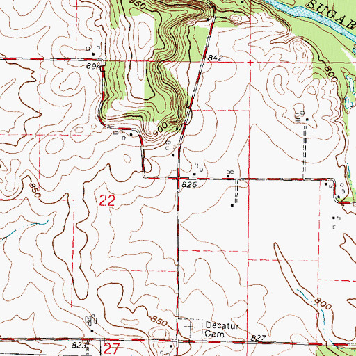 Topographic Map of Decatur, WI