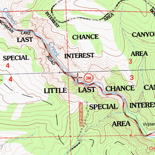 Topographic Map of Little Last Chance Canyon Special Interest Area, CA