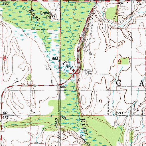 Topographic Map of Thorn Apple Creek, WI
