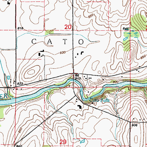 Topographic Map of Cato Falls, WI