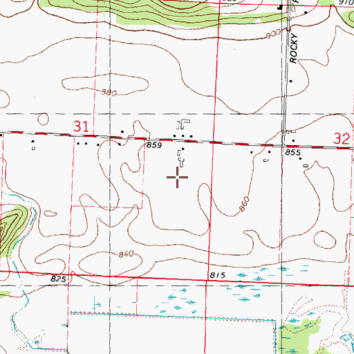Topographic Map of Pecks Prairie, WI