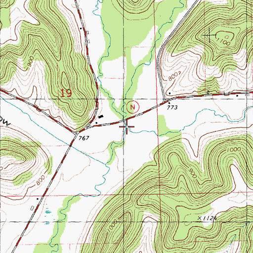 Topographic Map of Bogus Hollow Run, WI