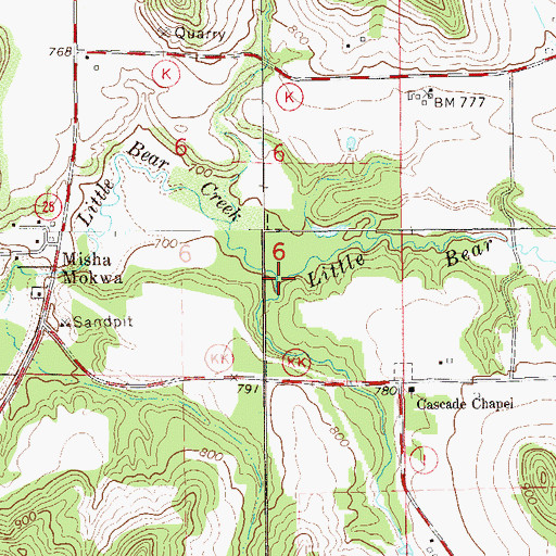 Topographic Map of Cascade Creek, WI