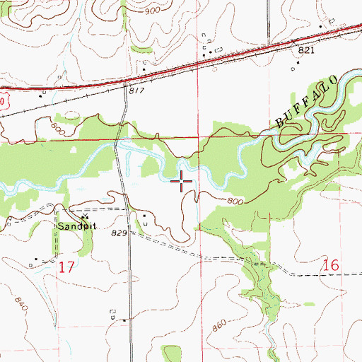 Topographic Map of Adams Creek, WI