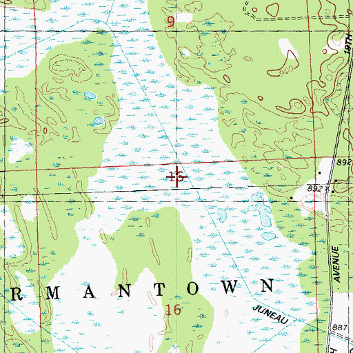 Topographic Map of Vandercock Marsh, WI