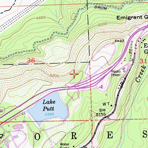 Topographic Map of Emigrant Gap Scenic Viewpoint, CA