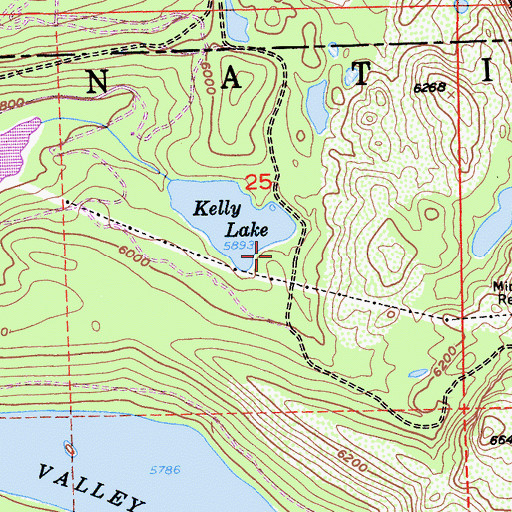 Topographic Map of Kelly Lake Campground, CA