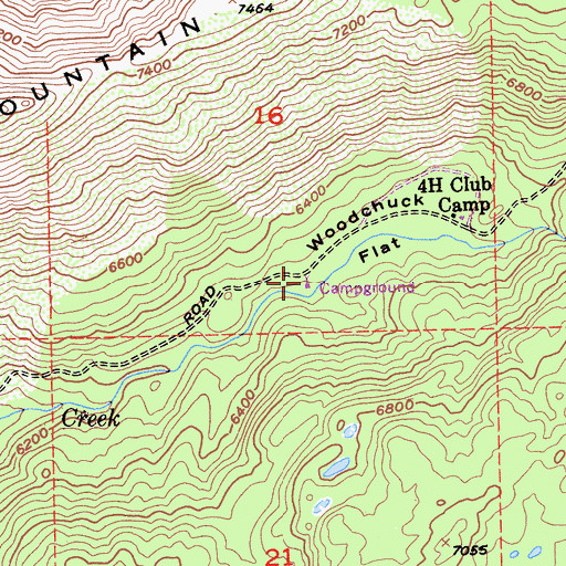 Topographic Map of Woodchuck Campground, CA