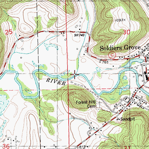 Topographic Map of Janes Creek, WI