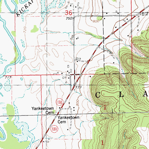 Topographic Map of Yankeetown, WI
