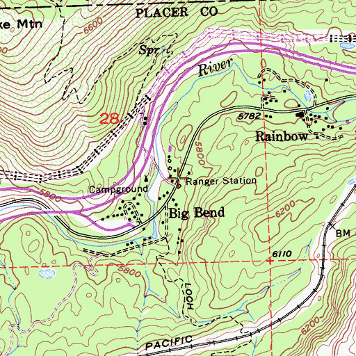 Topographic Map of Big Bend Forest Service Station, CA