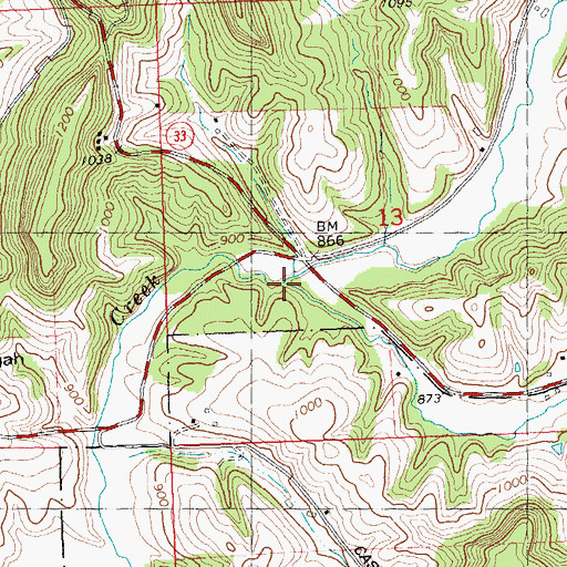 Topographic Map of South Billings Creek, WI