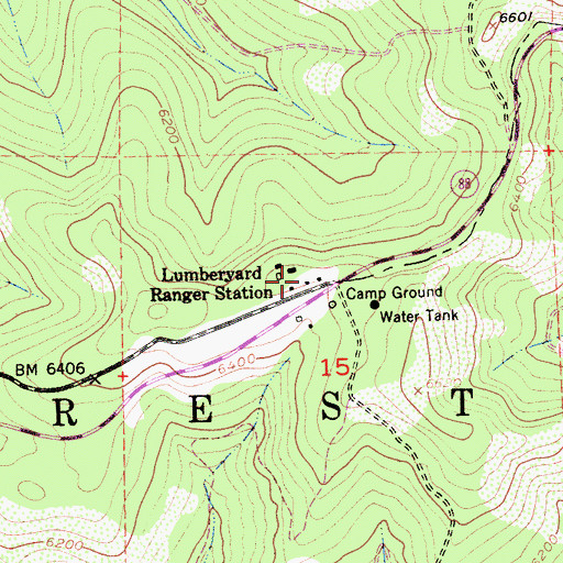 Topographic Map of Lumberyard Campground, CA