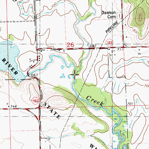 Topographic Map of Hoosier Creek, WI