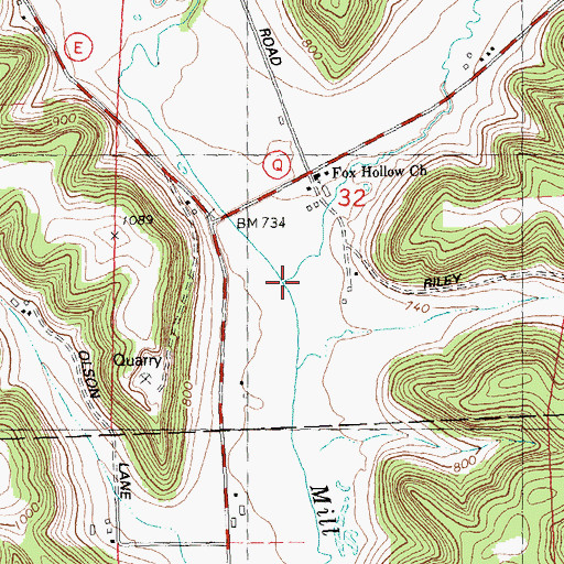 Topographic Map of Fox Branch, WI