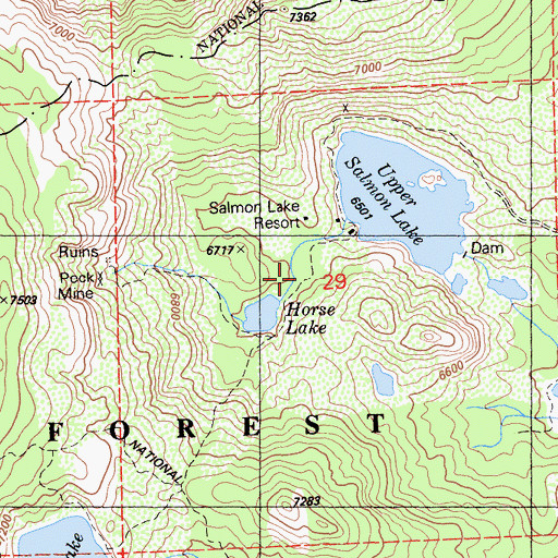 Topographic Map of Upper Salmon Lake Trail, CA
