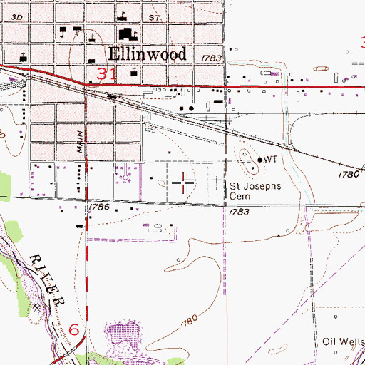 Topographic Map of Lakin Comanche Cemetery, KS
