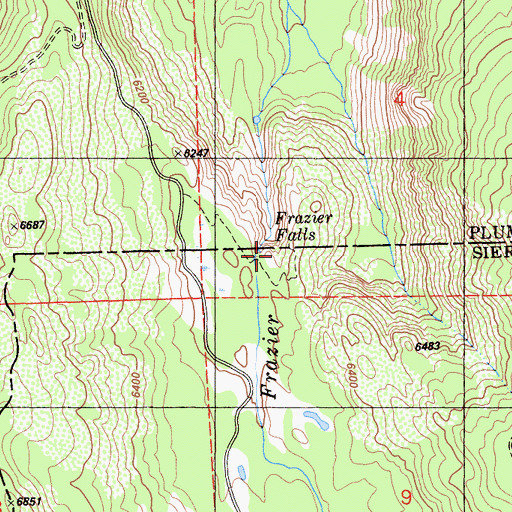 Topographic Map of Frazier Falls Picnic Area, CA