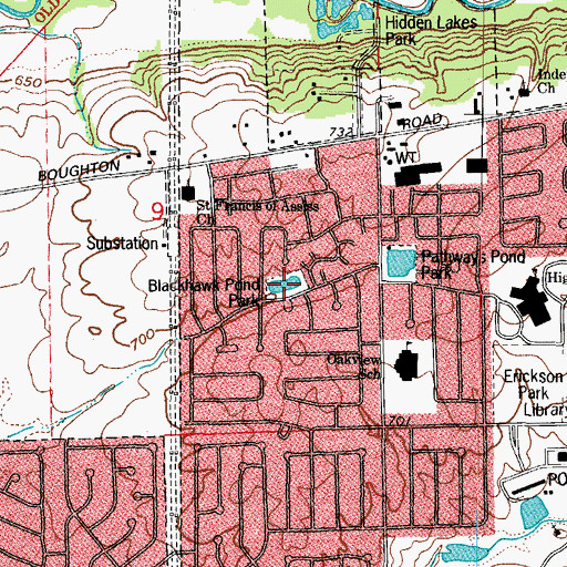 Topographic Map of Blackhawk Pond, IL