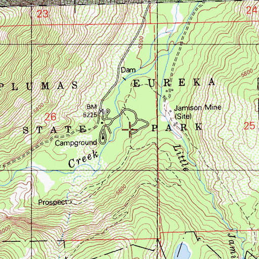 Topographic Map of Upper Jamison Recreation Site, CA