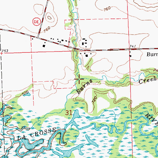 Topographic Map of Adams Creek, WI