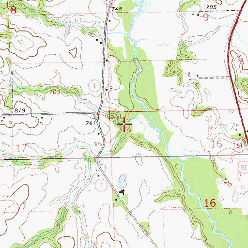 Topographic Map of Mais Creek, WI