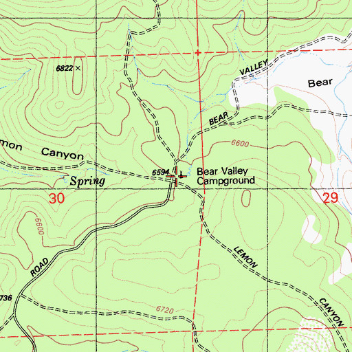 Topographic Map of Bear Valley Campground, CA