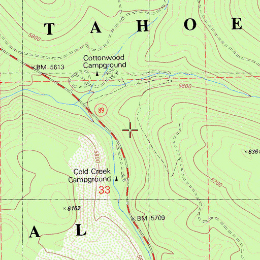 Topographic Map of Cottonwood Overlook Trail, CA