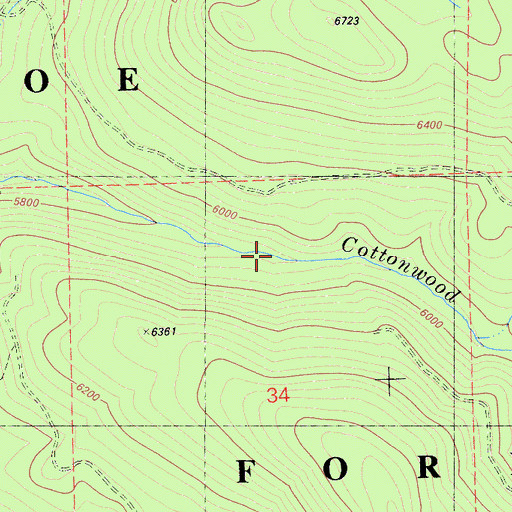 Topographic Map of Cottonwood Fisherman Trail, CA