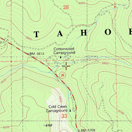 Topographic Map of Cottonwood Botanical Trail, CA