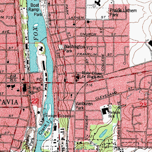 Topographic Map of Eastside Community Center, IL