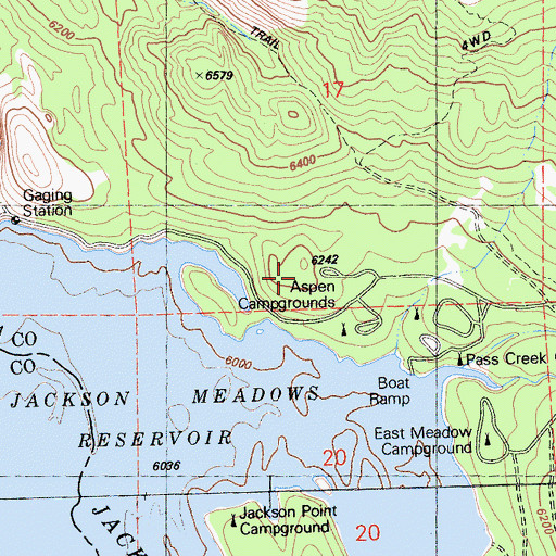 Topographic Map of Aspen Group Campgrounds, CA