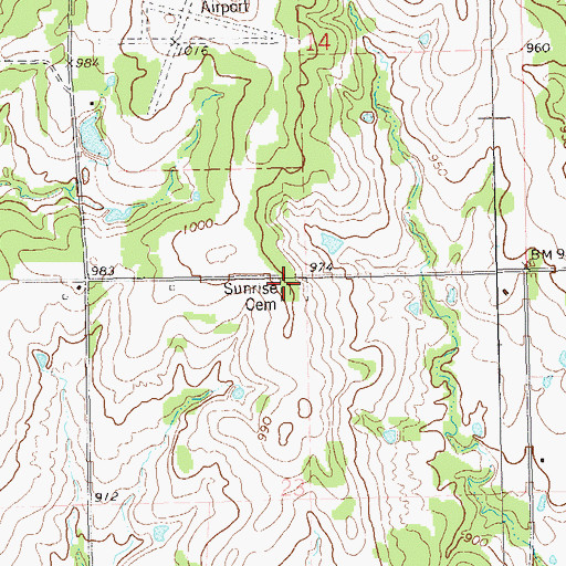 Topographic Map of Sunrise Cemetery, OK