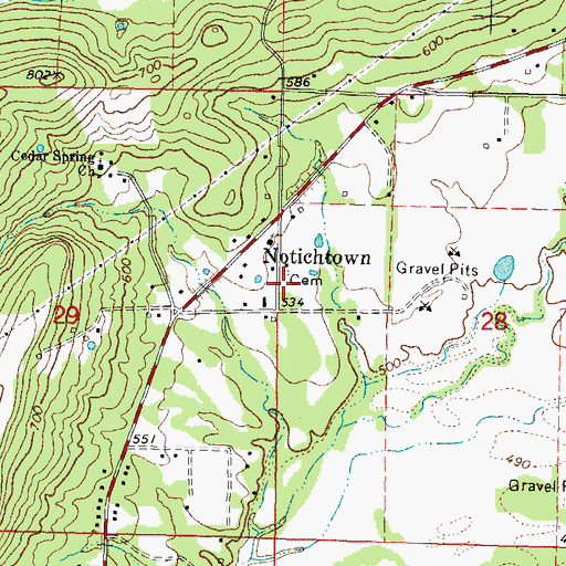 Topographic Map of Linder Bend-Rogers Cemetery, OK
