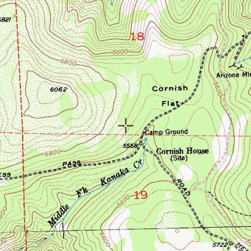 Topographic Map of Cornish House Campsite, CA