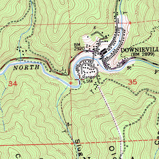 Topographic Map of Downieville Guard Station, CA