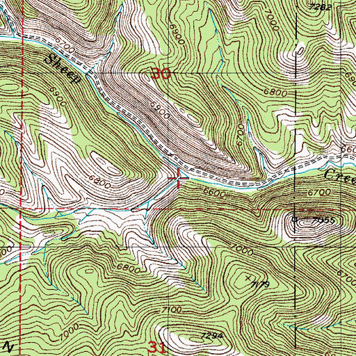 Topographic Map of South Fork Sheep Creek, ID