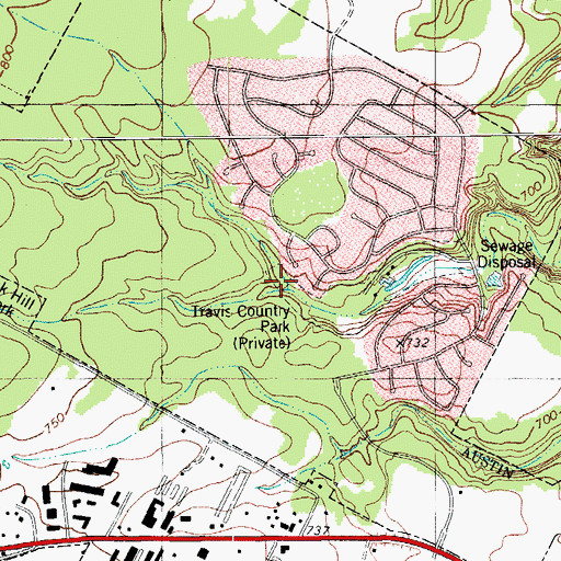 Topographic Map of South Fork Sycamore Creek, TX