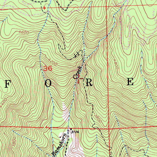 Topographic Map of Ramshorn Trail, CA