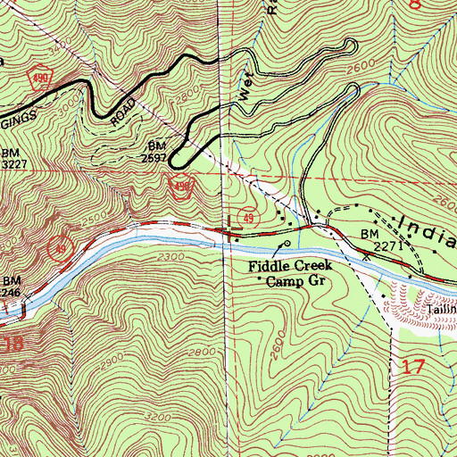 Topographic Map of Lower Carton Campground, CA