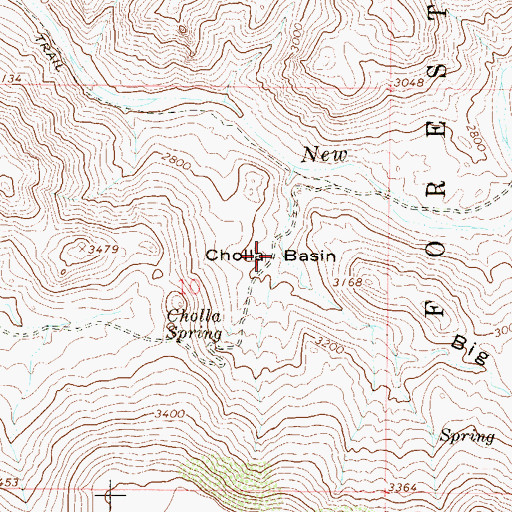 Topographic Map of Cholla Basin, AZ