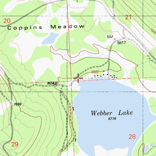 Topographic Map of Webber Lake Campground, CA